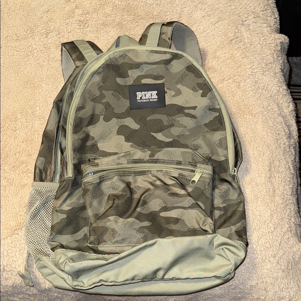 PINK Victoria's Secret Green Camo Backpack
